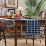Table Runner Vintage Colored Jacquard Diamond Shaped Geometric Tassel Tea Flag Dining Flag Long Strip Thickened – side view