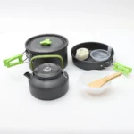 Aluminum Outdoor Camping Cookware Set, With Mesh Bag Folding Cookset Camping Kitchen Cooking Teapot and Pans Equipment – in
