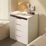 Compact LED Makeup Vanity Desk with Stool and Mirror – side view