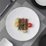 Black dish ceramic plate disc white Western restaurant tableware Barbecue grilled meat serving plate Ceramic frosted steak