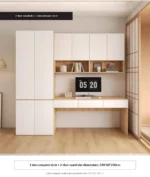 Solid wood desk with wardrobe and bookshelf combo for home office – Goldoma