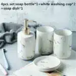 Marble Soap Dispenser Pump Bottle Ceramic Bathroom Accessory Set Home Couple Mouthwash Cup Soap Dish Washing Tools Luxury