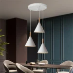 Modern Minimalist E27 Pendant Lights Bar Cafe Restaurant Home Decor Wood Aluminum Hanging Lamp 3-Heads White Lighting