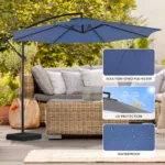 JHK 10FT Outdoor Patio Umbrella Hanging Cantilever with Easy Tilt Adjustment UV Protection 8 Sturdy Ribs for Backyard Garden