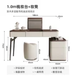 Corner Dressing Table with Mirror and Stool – White Vanity Makeup Desk