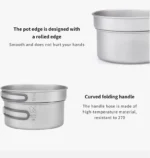 KEITH Pure Titanium Cookware Set ultralight pot and pan with mesh bag for camping