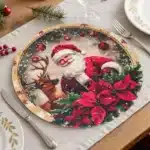 4pcs Christmas Vintage Placemat Merry Christmas Party Decoration 2025 Xmas Santa Claus Placemat Navidad Natal New Year Gift