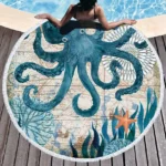 Sea Turtle Round Beach Towel Undersea World Thick Shower Bath Towels Microfiber Summer Swim Circle Yoga Mat With Tassels - Image 13