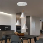 Modern Minimalist E27 Pendant Lights Bar Cafe Restaurant Home Decor Wood Aluminum Hanging Lamp 3-Heads White Lighting