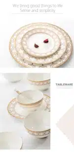 Delicate Bone China Bowl Saucer Luxury Gold-plated Dinner Plate Coffee Cup Hotel Restaurant Dinnerware Dinner Cooking Fish