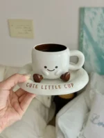 Creative Footprint Ceramic Coffee Cup & Saucer, Hot Sale Aesthetic Mug, Cute Drinkware for Living Room & Home – base
