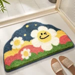 Forest Flower non slip bath mat with 3D clustered design in bathroom