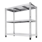 Goldoma stainless steel prep table with 3 tiers in a modern kitchen