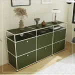 Sideboard Storage Cabinets Modular Combination Metal Frame for Living Room Office Drawers Customizable Large Storage Olive Green - Image 3
