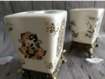 Bathroom Accessories Vintage Flower Ceramic Toothbrush Holder Bathroom Couple Toothbrush Toothpaste Storage Holder Bathroom