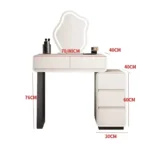Modern minimalist vanity table with mirror and stool, wood construction, bedroom furniture