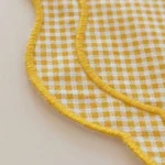 Wave Edge Embroidered Checkered Placemat 4PCS Cotton and Linen Reusable Wedding Party Desktop Decoration – styled in a