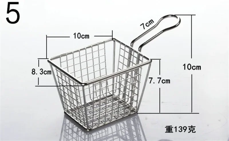 304Stainless Steel Metal Basket Serving Food Presentation Cooking Tools French Fries Basket Mini Fry Storage Kitchen Housewares