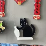 Refrigerator Magnets Black Cat Pushing Vase Decor Cat Whisker Collection Memorial Box Fridge Magnet Home Office Decor For