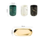 Creative Marbled Gold Plated Mouthwash Cup Couple Toothbrush Holder Bathroom Accessories Ceramic Mouthwash Cup Home