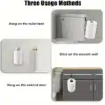 Toilet Paper Holder with Storagefor Tissue Wall Mounted Over The Tank Toilet Paper Holder Organizer Self Adhesive Toilet