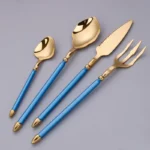 Elegant western dinnerware set with 4 pieces of 304 stainless steel spoon and fork on a table