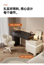 French dressing table with mirror and four drawers in creamy white finish for bedroom