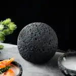 Planet Bowl Molecular Cuisine Creativity Imitation Volcano Stone Ball Place Round Smoke Cup Black Tableware – side view