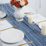 Set of 12 Semi-Sheer Gauze Table Runner Cheesecloth Tablecloth Dusty Blue Dining Wedding Party Christmas Banquets Arches Decor - Image 5