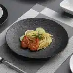 Black dish ceramic plate disc white Western restaurant tableware Barbecue grilled meat serving plate Ceramic frosted steak