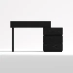 Italian minimalist dressing table with mirror and stool in black finish for bedroom