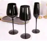 2Pcs glass household, multi-purpose black crystal glass, tall red wine glass, champagne glass, glass wine glass – top view