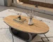 Modern coffee table with rectangular sintered stone top in living room