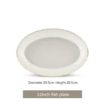 Relief Sculpture Gold Inlay Ceramic Rice Bowl Dishes Beef Steak Plate Fish Plate Premium Ceramic Tableware 1pcs - Image 15