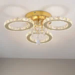 Luxury gold crystal chandelier LED ceiling light in modern living room