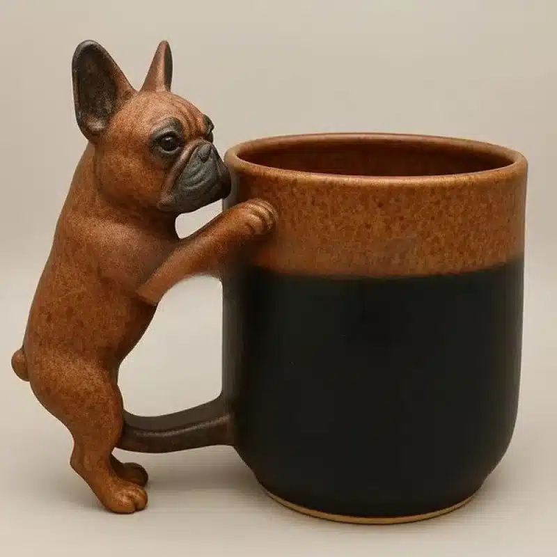 Funny Animal Shaped Tea Cup, Retro Resin Dachshund Mug,Unique Stainless Steel Coffee-Cup Resin Art Desktop Ornament