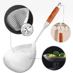 Stainless Steel Spider Strainer Skimmer Ladle for Cooking and Frying, Kitchen Utensils Wire Strainer Pasta Spoon – close-up