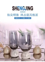 Elegant luxury crystal stemware diamond glass wine goblets on a table setting