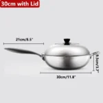 Tri-Ply Stainless Steel Wok With lid,30/32/34cm Stir-Frying Pan, Induction Cooking Pan, Dishwasher & Oven Safe, Heavy
