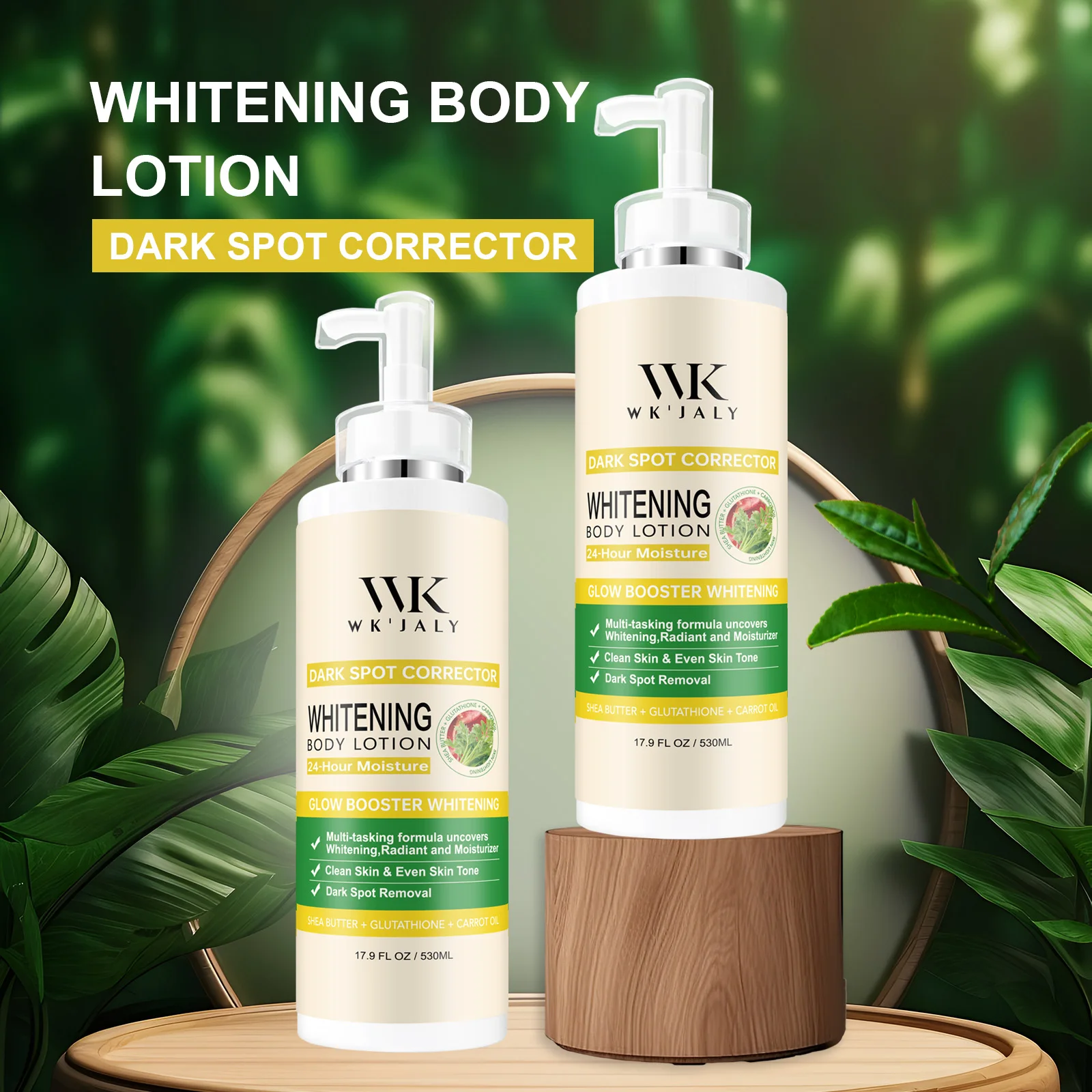 WK JALY Glutathione Whitening Body Lotion, 530ml, front view on white background