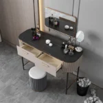 Goldoma Minimalist Stone Tabletop Dresser with Storage & Mirror – close-up detail