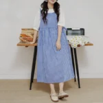 Korean Fresh Cotton Plaid Apron Side Slit Tie Gardening Vintage Apron Flower Shop Coffee Shop Restaurant Baking Apron