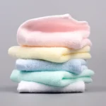 Soft kids washcloth in solid color, cotton face towel for baby bath