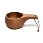 E5BB Finland Kuksa Portable Coffee Mug Acacia-Wood Handle Cowhide Rope Hook Juice Cup