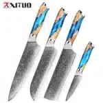 XITUO Damascus Kitchen Knife Set HighQuality 1-7PC Japanese VG10 Steel Chef Knife Cleaver Santoku Boning Fruit Knife Blue