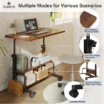 JHK 31.5IN Adjustable Height Mobile Standing Computer Desk with Locking Wheels Metal Frame Portable Workstation for Walking