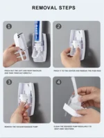 1 set of easy-to-use toothbrush holder with automatic toothpaste dispenser, wall mounted toothbrush storage rack, and