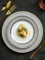 Creative Round Plaid Western Dinner Plate Exquisite Bone China Cooking Plate Modern Hotel Restaurant Tableware Kitchen