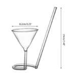 Creative Red Wine Glass Cocktail Whiskey Clear Juice Cup Goblet with Drinking Tube Straw for Wedding Party Home Restaurant