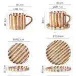 Simple Striped Ceramic Teacup Hotel Café Porcelain Coffee Cup 280ml Office Mug Breakfast Bread Dessert Mug Gift Table